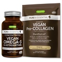 Puro &amp; Esencial Collagen Peptide Protein Powder & Vegan Omega 3 Bundle, Completa Collagen Boosting Formula & Sustentable Alga Oil 1340mg, por Igennus