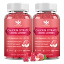Calcio Citrato 1200mg Gummies con vitamina D3, K2 - Calcio Chewable Magnesio Zinc d3 Suplemento con el Extracto de Moss Mar para el Hueso, Dientes, Apoyo Inmunitario para Hombres, Peach Flavor-60 Gummies(2Pack)