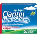 Claritin Liqui-Gels 24 horas Alivio de la Alergia, Medicina de la Alergia No Dura, Capsules Antihistamínico de Loratadina, 60 Conde