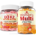Vitamina libre de azúcar D3 K2 Mangas llenas + multivitamínico para mujeres Gummies