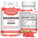 2 Pack Magnesium Citrate Gummies 400MG, Alta Absorción Magnesio Gummies para adultos, Muscle &amp; Teeth Support, Vegan 120 Cts