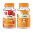 Colágeno Lifeable &amp; Vitamina C + Vitamina C 750mg, Gummies Bundle - Gran Tasting, Suplemento de vitamina, Gluten Free, GMO Gratis, Chewable Gummy