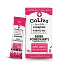 Prebiótico y Probiótico GoLive para Mujeres, Hombres, Niños. Polvo sinbiótico de granada de Berry w / L-Glutamina, vitamina D3, electrolitos. Para Gut Health, Digestión, Metabolismo, Inmunity 15-50B CFUs.