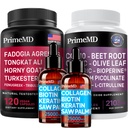 Collagen líquido Biotina (2pk), Fadogia Tongkat Ali (1pk), y óxido nítrico (1pk) Suplemento Bundle - Potent Vitaminas para el cabello, piel, uñas, corazón, energía, " Testosterone Support - Non-GMO, Vegan