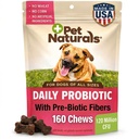 Pet Naturals Probiótico diario para perros, Sabor de pato, 160 Chews - 120M CFUs Pre y Probióticos para perros Salud digestiva, Salud Gut, Apoyo Inmunitario, Diarrea, Alergias y picazón