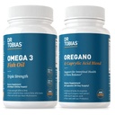 Dr. Tobias Omega 3 Fish Oil and Oregano " Caprylic Acid Supplements, Supports Heart, Brain, Immune with Gut Flora Balance Complex " Intestinal Health for Women " Men