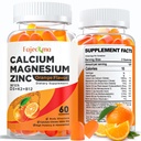 Calcio Magnesio Zinc Gummies para Adulto: Orgánica 1000mg Calcio Citrate Magnesio Suplemento con D3 B12 - Sugar Suplemento de Alta Absorción Libre para Mujeres Hombres (60 Cuenta(Pack de 2))