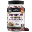 Mushroom Gummies para adultos - 10-en-1 Mushroom Suplemento Funcional para Mood y Focus with Lions Mane Turkey Tail Cordyceps Shiitake Reishi - Vegan, Non-GMO, Fresh Raspberry Flavor, 60 Conde
