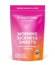 Pink Stork Morning Sickness Sweets, Organic Mango Ginger Candy with Vitamin B6 for Morning Sickness, Motion Sickness, Prenatal Heartburn - Pregnancy Must Haves - 30 Wrapped Drops