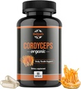 Cordyceps Suplemento dietético orgánico - Natural Energy Boost y Respiratory Health Support with Cordyceps Militaris, Clinically Backed, Non-GMO & Allergen-Free TEN 90 Capsules
