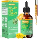 Bombas de Mullein Orgánica para Lung Cleanse, Potente 1700mg Mullein Leaf Extracto para Immune &amp; Respiratory Support, Natural Mullein Supplement Tincture Drops Non-GMO & Vegan, 2 Fl Oz
