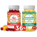 Lunakai Vitamina D3 y Vitamina B12 Gummies Bundle - Immunity, Bone and Mood Support VIT D3 2000IU Suplemento - 3000mcg Methylcobalamin High Absorption Energy Gummy