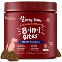 Zesty Paws Dog Multivitamin, Chewable Dog Vitamins and Supplements for Hip " Joints, Skin " Coat, Omega 3 Fish Oil for Dogs- Senior " Puppy Multivitamin - Bison- 90ct