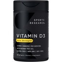 Investigación Deportiva Vitamina D3 5000 UI con aceite de MCT de coco - Suplemento de vitamina D de alta potencia para inmune &amp; bonificación - No GMO Verificado, Gluten &amp; Soy Gratis – 125mcg, 30 Softgeles líquidos