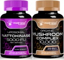 Nattokinase Suplemento cápsulas - 5000 FU - Enzimas de puro Japonés Natto Extracto Silencio Orgánica Suplemento de Setas Capsules - 10000mg - 25 en 1 Mushroom Complejo cápsulas