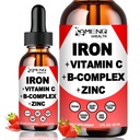 Suplemento líquido de hierro w / Vitamin C, A, B-Complex, Vegan Iron gota de alta potencia Vitamina líquida " Suplementos de hierro para mujeres, hombres " niños -Apoyo Celda de sangre roja, energía, anemia " fatiga