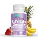 Chewables de magnesio para niños - Suplemento diario, sin azúcar &amp; libre de melatonina, soporta una respuesta saludable de estrés " Enfoque, Magnesio de absorción rápida con L-Theanine, sabor mixto de frutas, 30 Conde