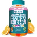 Feel Great Omega & DHA Gummies for Adults Plant Based Omega 3 Fish Oil Alternative ← Vegetarian ← Vitamin C, Chia y Omega3, soporta cerebro, inmuno, funciones prenatales, (60 Conde)