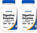 Nutricost Digestive Enzymes 620mg, 120 Veggie Capsules (2 Botellas) - Suplemento completo de Enzyme Digestivo