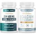 Calcio D-Glucarate &amp; 400mg DIM Suplemento para el equilibrio de hormonas de estrógeno mejorado Silencio Vegan Gluten Suplemento CDG libre (90 Servings) con fuerza adicional DIM (90 Servings)