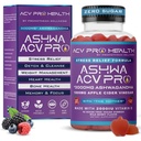Ashwa ACV Pro Health - Azúcar manivelas de vinagre sin azúcar con Ashwagandha, Advanced Keto, Stress Relief Supplements with Vitamin D, 1g Carbs Por Gummy Golo