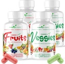 Suplemento diario de frutas y verduras - 360 cápsulas para 60 días, no GMO &amp; Gluten Superalimentos gratis con vitaminas naturales - alimentados por plantas, 4-Pack