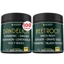 Bundle 6in1 Dandelion Suplemento &amp; 6in1 Beet Root Capsules - Soporte Digestivo, Inmune y Corazón Salud
