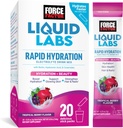 Factor de fuerza Laboratorios líquidos Belleza, paquete de hidratación para cabello más fuerte, pieles & uñas. Polvo de electrolitos con ácido hialurónico, biotina y ceramidas. Tropical Berry Flavor, 20 Stick Packs