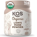 KOS Organic Lion's Mane Powder - Natural Nootropic Superfood - Vegan Funal Mushroom, Planta Basada, USDA Certified, Non-GMO, Soy &amp; Gluten-Free - 104 Servimientos