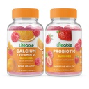 Calcio Lifeable con vitamina D + Probiótico 2 Billones CFU, Gummies Bundle - Gran Tasting, Suplemento de vitamina, Gluten Gratis, GMO Gratis, Chewable