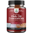 Suplemento de aceite de pescado Omega 3 - EPA DHA Fish Oil Omega 3 Suplemento con vitaminas de cerebro de Booster Inmune - Burpless 2000 mg por Serving for Mood Boost Liver Support and PMS Relief Support