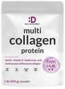 Multi Collagen Protein Powder,1Lb - Tipo I, II, III, V, X Collagen Peptides con Biotina 10000mcg, Vitamina C & ácido hialurónico - Desenflavorado - Keto & Paleo Friendly, Grande para el cabello, la piel, las uñas &amp; juntas