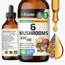 BIO KRAUTER 6 Mushrooms Suplemento 6-in-1 - Lions Mane, Shiitake,Turkey Tail, Cordyceps, Reishi & Chaga Liquid Extract - Mushroom Complex Tincture - Vegan Drops 4 Fl.Oz.
