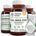 Natural Nutra Calcio Magnesio Zinc Suplemento con vitamina D3 para la fuerza ósea y muscular, promueve la salud nerviosa, mejora su digestión, libre de gluten, libre de azúcar, 100 tabletas (Pack of 2)