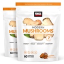 Factor de fuerza Mushrooms Soft Chews, Mushroom Suplemento con Lions Mane, Turquía Tail, &amp; Cordyceps para apoyar energía, inmunidad, " Digestión, Cinnamon Roll, 120 Soft Chews, 2-Pack