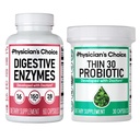 CHOICE de Physician - Beat Bloat + Soporte Weight Management Bundle: Digestive Enzymes + Thin-30 Probiotic