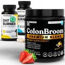 ColonBroom Premium Psyllium Husk Powder, Colon Broom Colon Cleanser Fiber Suplemento para Bloating Relief & Gut Health + Day & Night Burner Supplements, Weight Management Pills (60 Servings), 3 Artículos