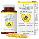 Omega 3 triple fuerza EPA DHA Suplemento - 2500mg Lemon Flavored Burpless Fish Oil - High Potency 900mg EPA 600mg DHA apoya la circulación, cerebro, corazón, ojo, piel, hueso &amp; articulaciones - 120 Softgels