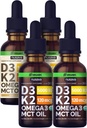 NUSAVA Unflavored D3 K2 Liquid Drops and Vanilla Flavored D3 K2 Liquid Drops Bundle - Potent Liquid Vitamins for Heart, Joint, Bone, Muscle, & Immune Support - Non-GMO, Gluten-Free, 2pk Every