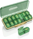 Organizador de píldoras 2 veces al día, 7 días Am Pm Pill Box - Acedada Organizador semanal de píldoras con contenedor separado, dispensador de medicamentos diarios portátiles para vitamina, aceites de pescado, suplementos, verde