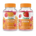 Calcio Lifeable con vitamina D + fibra prebiótica 5g, paquete de Gummies - Gran Tasting, Suplemento de vitamina, Gluten Gratis, GMO Gratis, Chewable