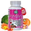 Multivitamina entera de alimentos para mujeres Vitamina Multi con folato, Metil B12, Vitaminas, Minerales, Probióticos y Omegas, Vegan, No GMO- 90 cápsulas (1) (1)