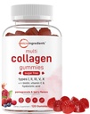 Micro Ingredientes Péptidos multi colágeno, 120 Gummies de colágeno ¦ Tipo I,II,III,V,X Proteína con Biotina, Ácido Hialurónico, & Complejo Vitamina C imperante " Berry Flavored  durable Sugar Free, Non-GMO