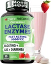 Yuve Natural Fast Acting Dairy Relief Delicious Chewables - Lactase Enzyme 9000 FCC - Di adiós a Dairy Discomfort de Lactose Intolerance - Strawberry Cream Flavor - 30ct