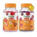 Vitamina D Niños + Hierro &amp; Vitamina C Niños, Gummies Bundle - Gran Tasting, Suplemento de vitamina, Gluten Gratis, GMO Gratis, Chewable Gummy