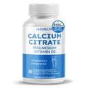 Calcio Citrato Magnesio Vitamina D3 - Soporte Huesos saludables, Nerve &amp; Muscle, Absorción - Hecho y probado en los EE.UU.