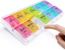 MOLN HYMY Grande Organizador de Píldoras 2 veces al día, AM PM Pill Box 7 Día, 14 Divididos Organizador de Píldora de Medicina de 2 semanas con fácil botón de empuje para medicamentos, vitaminas, aceites de pescado, suplementos