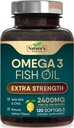 Omega 3 Fish Oil Suplemento 2400 mg - Triple Strength EPA & DHA Fish Oil Omega 3, Essential Fatty Acids Suplemento Softgels, Brain & Heart Health Support Suplementos, Gluten Free Non-GMO, 120 Softgels