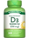 La verdad de la naturaleza Vitamina D3 10000 UI Softgels tención 300 Cuenta  sometida Extra Strength ← No Gluten Suplemento gratuito