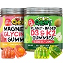 OH MY CHEWY Magnesium + D3K2 Gummies Bundle – 2 Botellas (60 Cada uno) – Banana de fresa &amp; Apple Kiwi